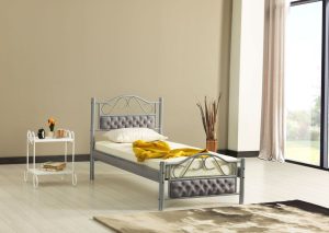 מיטת יחיד 90/190 פריז מתכת אפור בד אפור Twins Design מיטת יחיד 90/190 פריז מתכת אפור בד אפור Twins Design