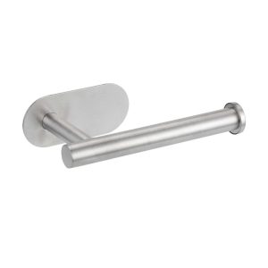 מחזיק נייר טואלט בהדבקה Set & Stick מהודר כסוף מט מחזיק נייר טואלט בהדבקה Set & Stick מהודר כסוף מט