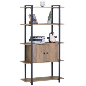 כוננית 4 מדפים+ ארון 80*34*150עץ שחור מתכת כוננית 4 מדפים+ ארון 80*34*150עץ שחור מתכת